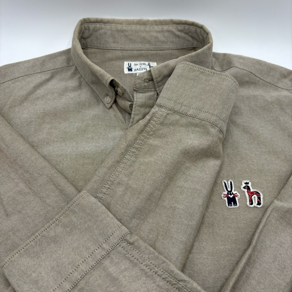 Peter Jensen X Hazzys Men’s Button Down Rabbit Size Small/Medium 105 Tan